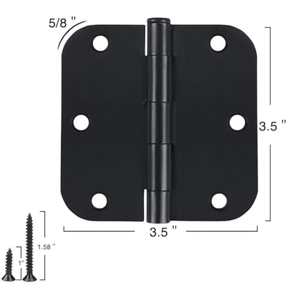 TDCHINGES Rounded Door Hinges Matte Black 3.5 Inch x 3 1/2" 6 Pack 2.2mm - color: Matte Black-Rounded, size: 6 Pack-no squeak