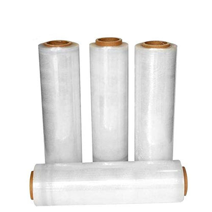 APQ 4 Rolls of Blown Hand Stretch Film 12" x 2000'. Clear Hand Stretch Wrap, 60 Gauge. Tear Resistant Residue Free Film for Moving, Shipping, Wrapping. Industrial Grade Pallet Shrink Wrap Film. - size: 12" x 2000'