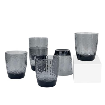 15-Ounce Plastic Tumblers (Set of 6), Reusable Plastic Mugs, BPA-Free Acrylic to Drink Mugs, Shatter Resistant, Textured Interior, Dishwasher Safe (Grey, 15 Ounce) - color: Gray, size: 15 Ounce