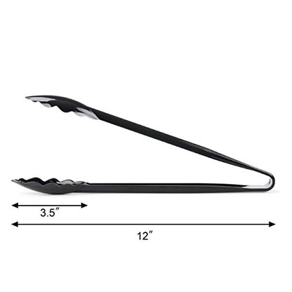 New Star Foodservice 35513 Utility Tong, High Heat Plastic, Scalloped, 12 inch, Set of 12, Black - color: Black (Set of 12)