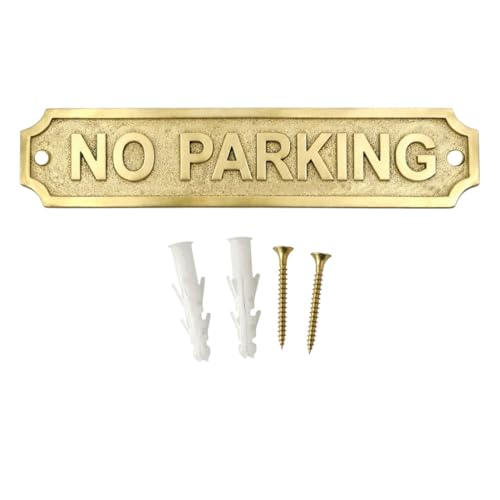 Solid Brass NO PARKING Door Sign Plaque 22x5 cm Wall Mounted Signage Plate for Home Office Garage Driveway Business Entryway Warning Notice Plate - color: NO PARKING