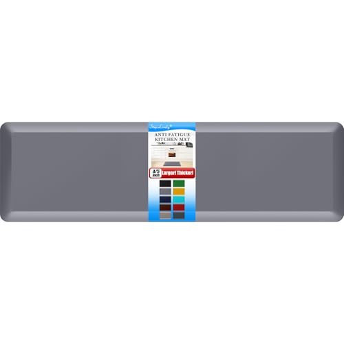 4/5 Inch Thick Kitchen Mat - Cushioned Anti Fatigue Mat for Kitchen Floor - color: Grey, size: 60"L x 17"W x 0.8"Th
