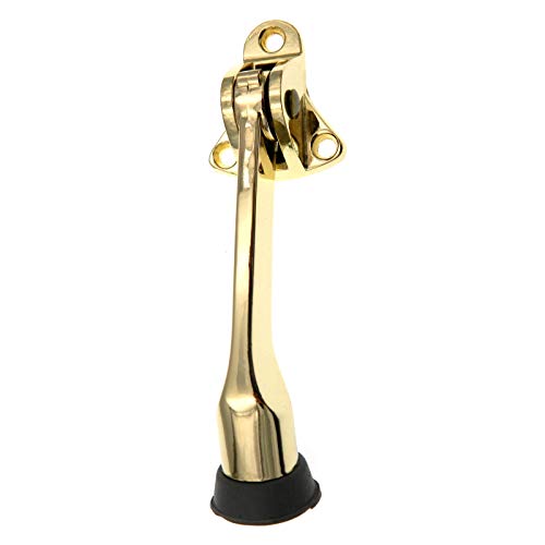 Warwick 4" Kickdown Door Holder Drop Down Doorstop, Polished Brass