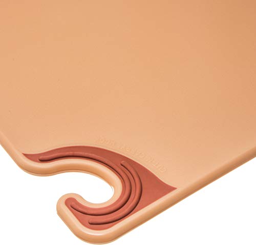 San Jamar Saf-T-Grip Plastic Cutting Board with Safety Hook, 18" x 24" x 0.5", Brown - color: Brown, size: 24"L x 18"W