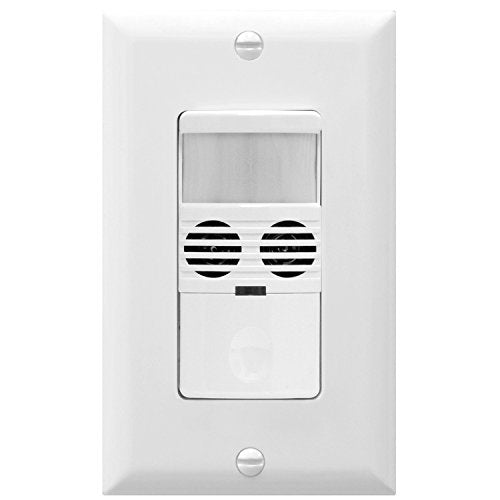 ENERLITES Ultrasonic & PIR Dual Tech Motion Sensors - 1600 Sq Ft & 800W Coverage, 360 Degree Field of View Ceiling Sensor and Wall Switch