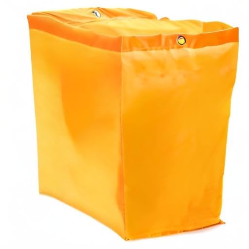 QWORK Janitorial Cart Bag, 24 Gallon Waterproof Large Capacity Padded Housekeeping Commercial Replacement Cleaning Cart Bag for Collecting Trash or Clothing (Yellow), 2 Pack