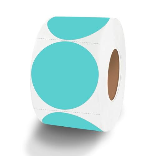 1.5 Inch Blue Round Thermal Sticker Labels - Self-Adhesive Circle Direct Thermal Multi-Purpose Roll for DIY Logo Design With Perforation Line (500 Labels, 1 Roll) - color: Blue-500 Labels, size: 1.5 inch