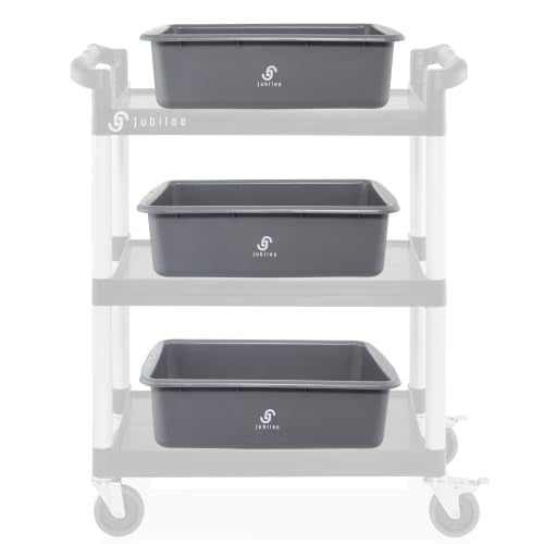 Jubilee 4-Pk Plastic Storage Bin, 20L Gray Commercial Busser Utility Tub - color: Gray, size: 20 L