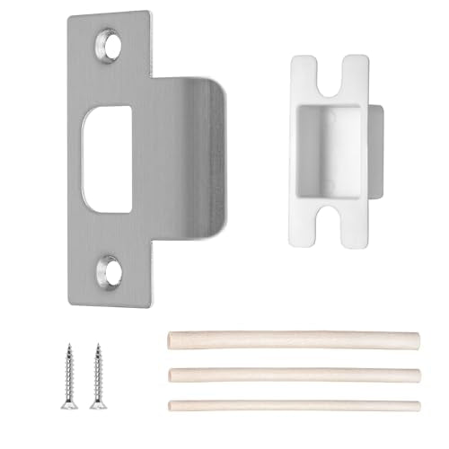 T-Shape Door Strike Plate, Satin Nickel, 2-1/8'' Hole Spacing - color: Satin Nickel