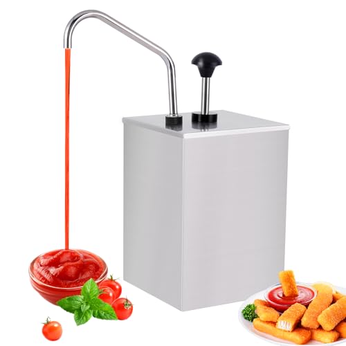 Commercial Sauce Dispenser Pump 3.7Quart Condiment Pump Station | with 4L Stainless Pump&Container, for Storing&Pumping Ketchup BBQ Syrup Salad Dressing Sauces - size: 3.7Quart