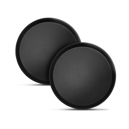 2 Pack 14" Commercial Non-Slip Round Serving Trays, NSF, Black - color: Black, size: 14"