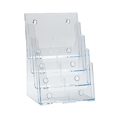 Azar Displays 252376 Four Tier Pocket Letter Brochure File Holder for Flyer, Office Supplies, Paper Document or Magazines, Clear Organizer for Wall and Counter Desktop Stand, 8.5" x 11" - size: Four Tier Letter