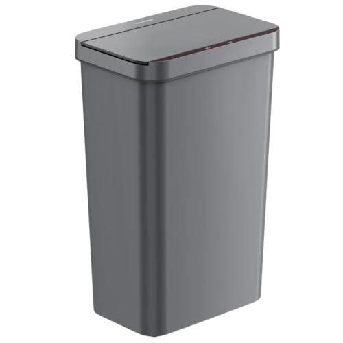 iTouchless Prime 13.2 Gal Sensor Trash Can with Odor Filter | Gray Plastic - color: Solid Gray