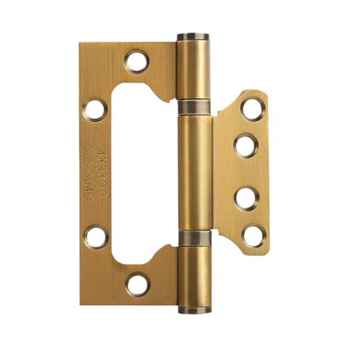 VOLUKA 6 Pack Non-Mortise Door Hinges - Easy to Install, 4" × 3" Stainless Steel Door Hinges - Smooth Movement and Heavy Duty, Brass - color: Brass