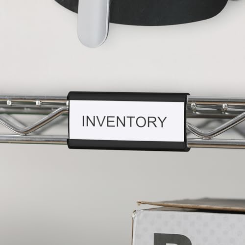 Lenink 100Pcs Wire Shelf Label Holders with 100Pcs Label Paper Inserts, Black Plastic Wire Rack Label Holder Compatible with Metro and Nexel 1-1/4in Shelves, Label Area 3in Lx1.25in H - color: Black, size: 3in (100 Pack)