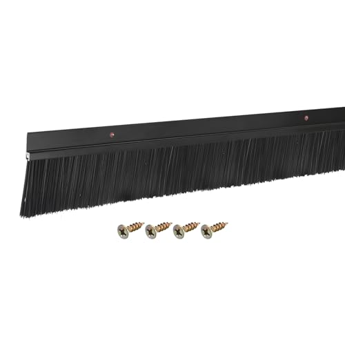 uxcell Door Brush Bottom Sweep H-Shape Aluminum Alloy Base with 2-inch PP Brush for Home, Industrial (35-inch L, Black) - color: Black, size: 35-inch x 2-inch