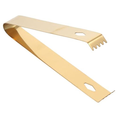Stainless Steel Ice Tong, 6.3" x 0.8" Mini Sugar Tongs for Bar Ice Bucket, Delicate Metal Serving Tongs for Restaurant, Easy Grip Square Head Kitchen Gadgets(Gold)