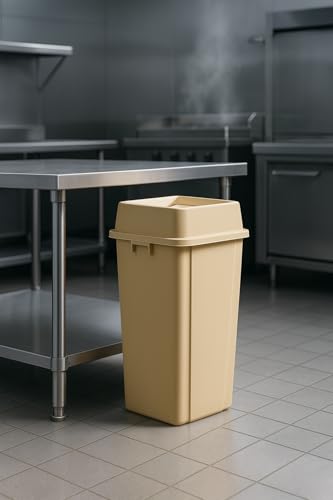 1 Pack Blue 25 Gallon Square Commercial Recycling Bin with Lid, Heavy Duty Plastic Recycle Container with Venting Channels and Built-in Handles - color: Blue, size: 25 Gallon