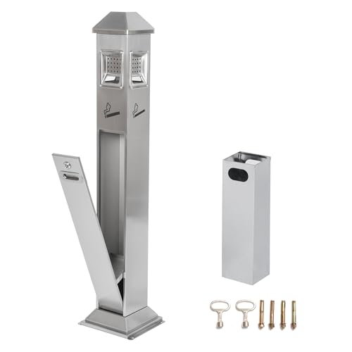 Commercial Trash Receptacle Disposal Outdoor Steel Trash Can Ash Bin - color: Sliver