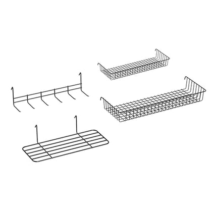 2' x 5.5' Grid Wall Panels Standing Wire Grid, Study Display Rack with T-Base Wheels Freestanding Gridwall Panel Tower for Shows, Black (4) (4A) - size: 4A