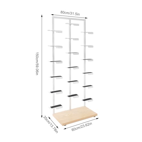 Shoe Rack, Commercial Shoe Rack Display Rack Shoe Organizer Stand Free Standing Shoe Rack Shoe Display Shelf Retail Boutique Shoe Display Shelf Shoe Tower Rack for Home Store (White, Wood) - color: White, Wood