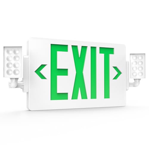 Sunco 1 Pack Green Exit Signs with LED Emergency Lights & Backup Battery - size: 1 Pack