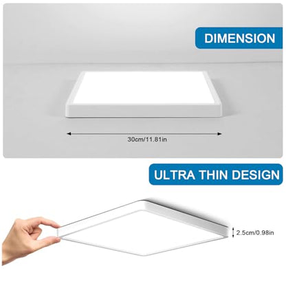 DELIPOP 12 inch Dimmable LED Flush Mount Ceiling Light Fixture with Remote Control, 24W 3000K-6500K Adjustable Color Temperature, Ultra-Thin Ceiling Lamp for Bedroom Kitchen Hallway Living Room - size: 12in-Dimmable-1Pack