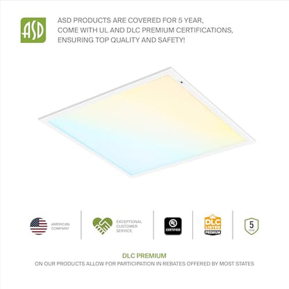 ASD 2x2 LED Flat Panel Light, Emergency Battery Backup UL DLC 4 Pack - color: 2x2, size: 4 Pack