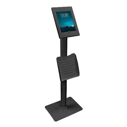 Mount-It! Anti-Theft iPad Tablet Floor Stand Kiosk with Literature Holder - color: Black