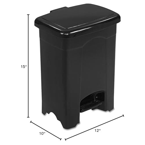 Safco Step On Plastic Trash Can, Foot Pedal, Hands Free, Black, 4 Gallon - color: Black, size: 4 Gallon