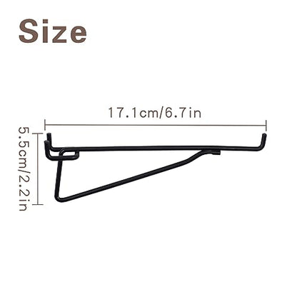 8 PCS Pegboard Shelf Hooks, 6 Inch Metal Utility Hook, Pegboard Shelf Brackets Hooks, 1/4 inch PegBoard Organizer Accessories, Storage Rack for Garage Workbench Art Craft Room Office Retail Shop