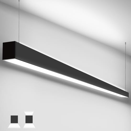kadision 8FT LED Linear Light, 3CCT Selectable 60/70/80/90/100W Dimmable Up/Down Lights, Architectural Linear LED Light Fixture for Office Showroom Kitchen Island, Suspended or Surface Mount, 1-Pack - size: 8FT