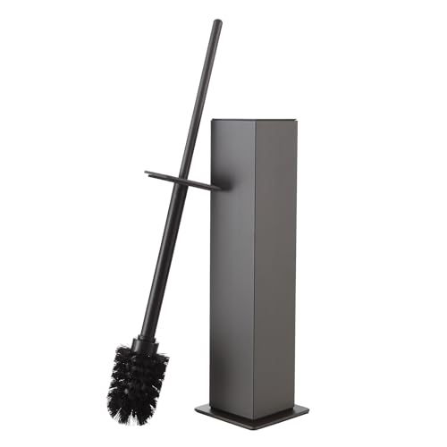 BGL Toilet Brush with Holder Set Gun Grey Aluminium Standing for Bathroom Toilet Bowl Cleaner Brush and Holder Set, Square Design - color: Gun Grey-standing