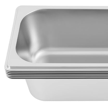 6 Pack Stainless Steel Hotel Pans with Lids, 1/9 Size or 1/4 Size Commercial Metal Food Catering Trays for Steam Table, Buffet Serving, Food Storage & Preparation (1/4 Size 3.6Qt) - size: 1/4 Size 3.6Qt
