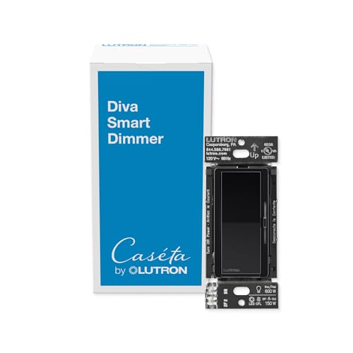 Lutron Caseta Diva Smart Dimmer Switch (Smart Hub Required), No Neutral Req - color: Black, size: 1 Pack, style: Diva Smart Dimmer