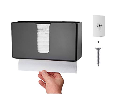 IEEK Paper Towel Dispenser Wall Mount Acrylic Paper Towel Holder for Bathroom Office and Kitchen,Hand Towel Dispenser Fits Multi-Fold Paper Towel,C-Fold, Zfold,Tri fold Paper Towels,Black - color: Black