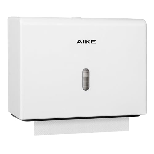 AIKE 200-Sheet Multifold Paper Towel Dispenser,No-Drill Wall Mount,White - color: White