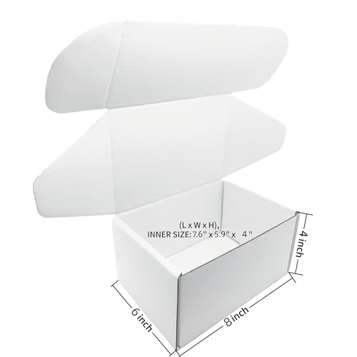 White Corrugated Cardboard Shipping Boxes 8x6x4 Inches Set of 2 - size: 8x6x4 inch 2 Pack
