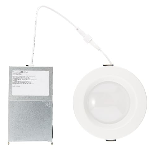 Builder Essential 4in Cutout 1,050 Lumens Round LED Recessed Light and Housing for Remodel or New Construction with Regressed Trim 8W-10W-12W, 5-CCT 2700-3000-3500-4000-5000K in White - size: 5in Size, 1050 Lumens