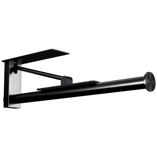 Under Cabinet Paper Towel Holder, One-Hand Tear Paper Towel Holder, Black - color: Black