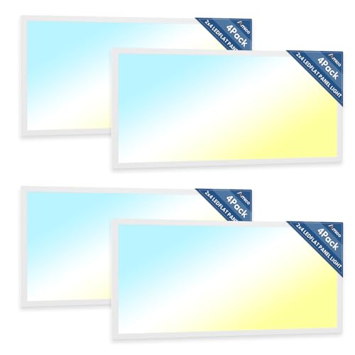 Amico 4 Pack 2x4 LED Flat Panel Light with 3CCT Selectable, 45W, ETL/FCC - size: 2x4 4Pack