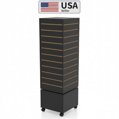 WISDOMFUR Rotating Slatwall Display Rack, Black, 16"x16"x60" - color: Black