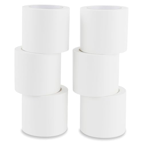Lichamp 6 Rolls Vinyl Tape, 4" x 36 Yards per Roll, 216 Total Yards, White - color: White