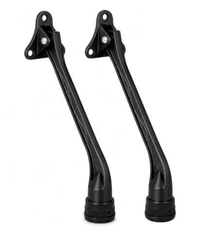 HOME&I 7" Kick Down Door Stopper, Extended Reach Zinc Alloy Door Stop with Leaf Spring & Non-Slip Saw-Tooth Rubber Foot, Screw Mount Door Holder for Wood, Tile, Carpet & Concrete Floors - color: Black, size: 7 Inch x 2 Pack