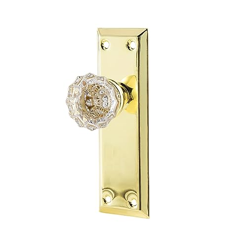Vintage Glass Dummy Door Knobs Interior Single Sided, Polished Gold - color: Polished Brass/Gold, size: Single Dummy