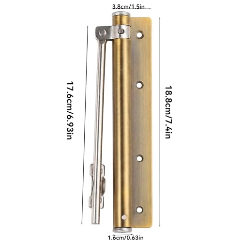 Automatic Door Closer, Adjustable Force and Speed, 120 lb, Gold - color: Satin Gold