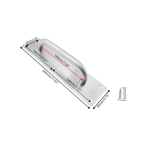 Pull and Push Plate Door Handle, Stainess Steel Door Handle Pull Plate,Silver Door Pull Plate with Handle for Barn Sliding Commercial Wooden Composite Fire Door,11.81 * 3.15''2 PCS - size: 300*80mm/11.81*3.15'' Silver