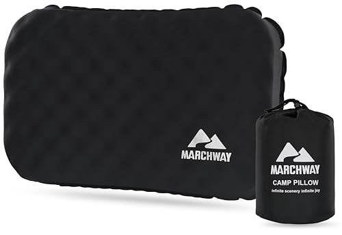 MARCHWAY Lightweight Compact Inflatable Camping Pillow with Soft Foam Top - color: Black