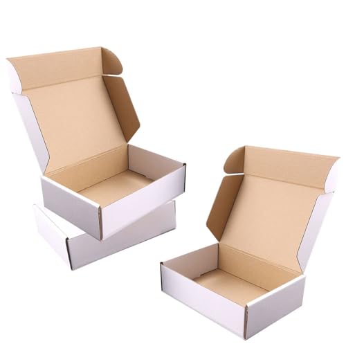 Shipping Boxes, 10Pcs White 8x6x4in Corrugated Cardboard Box - color: White, size: 8x6x4