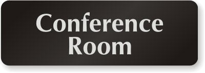 SmartSign Conference Room Door Sign, 2" x 6", 20 mil Thick Anodized Aluminum Material, Strong Adhesive Backing, Waterproof, Sealed Legend, Black and Silver, Pack of 1, USA Made - color: Black